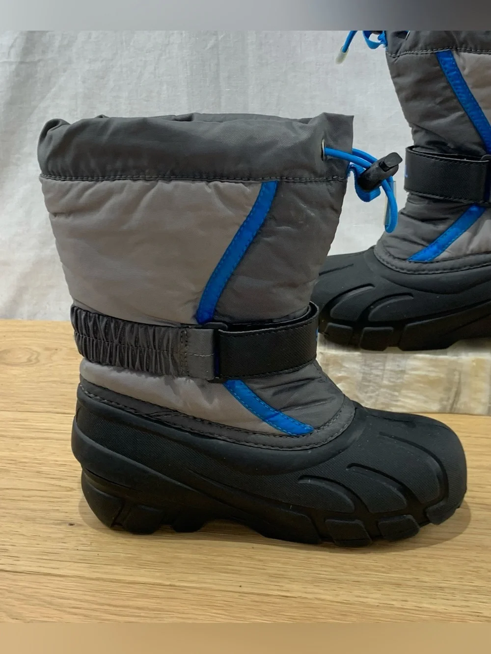 Sorel Flurry Kid’s Size 12 Gray Blue Removable Liners Snow Boots